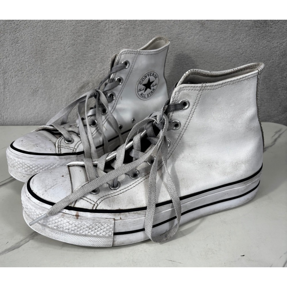Converse‎ Chuck Taylor All Star Lift Hi Women 8.5 White Fair Leather Platform